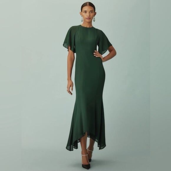 Reformation Carletta Dress in Forest Size 8 - Picture 2 of 9